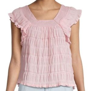 DESIGN 365 Solid-Hued Smocked Top